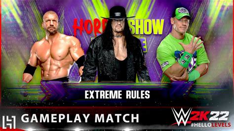 WWE 2K22 Undertaker Vs Triple H Vs John Cena Extreme Rules Match