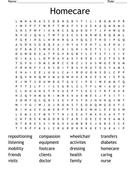 Homecare Word Search Wordmint