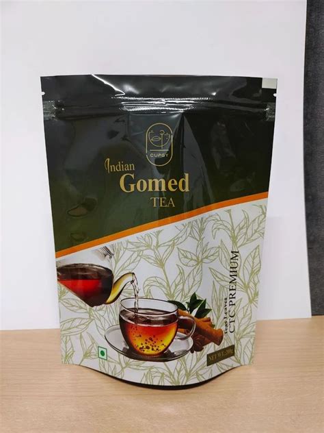 Printed Glossy Tea Coffee Packaging Pouch 500 Grams Zipper Slider