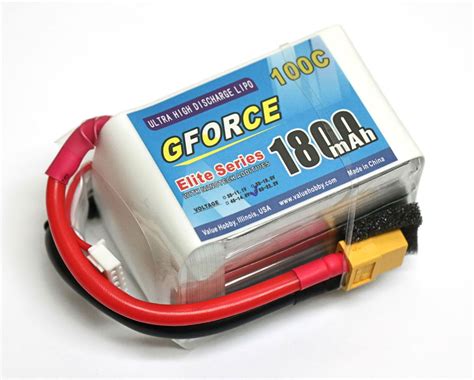 GForce Elite Series 100C 1800mAh 6S 22 2V LiPO XT60 Connect