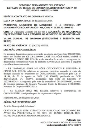 Prefeito de Manicoré contempla 3 empresas contratos de mais de R 6