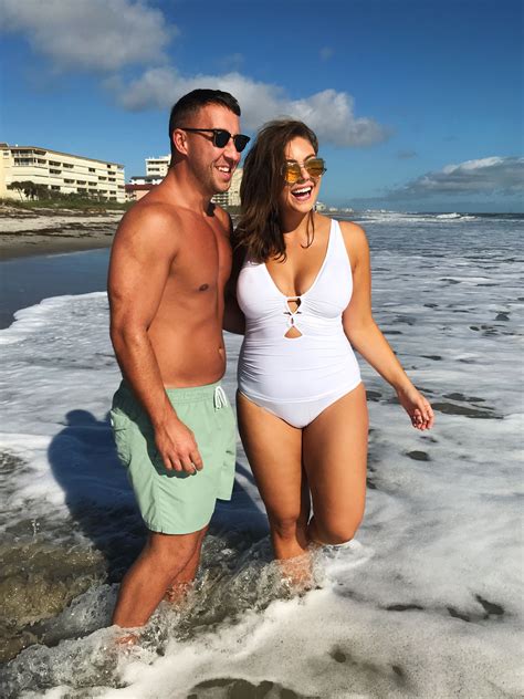 Engaged Couple Newlyweds Honeymoon Style Curvy White Swimsuit Plus