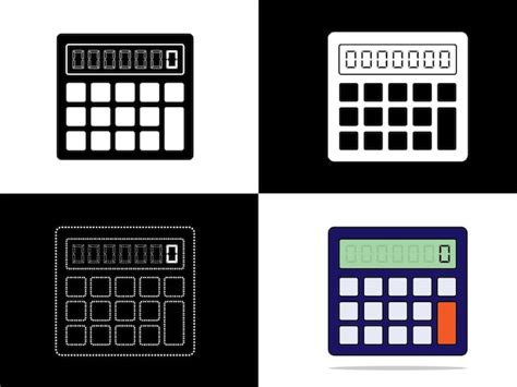 계산기의 실루엣 개념 기호가 있는 아트 일러스트레이션 디자인 아이콘 로고 프리미엄 벡터