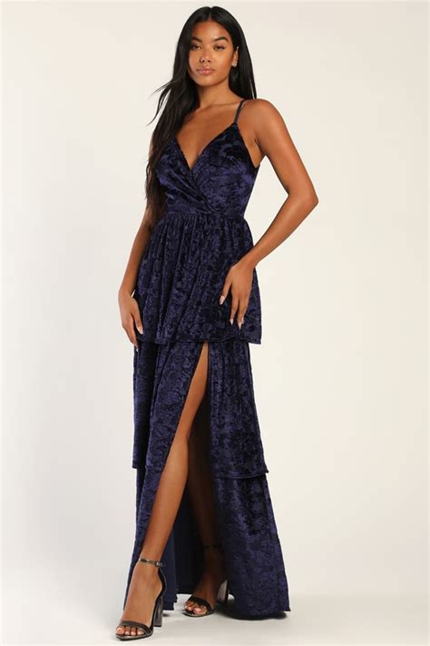 Navy Blue Maxi Dress Burnout Maxi Dress Tiered Maxi Dress Lulus