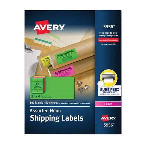 Avery High Visibility Permanent Laser ID Labels 2 X 4 Neon Assorted