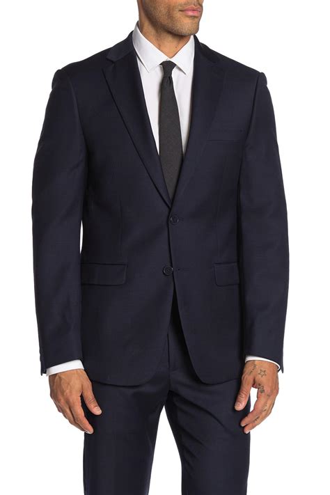 Calvin Klein Solid Two Button Slim Fit Wool Blend Suit Separate Sport