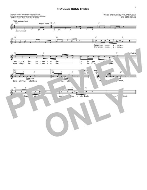 Dennis Beynon Lee Fraggle Rock Theme $5.89 Piano Music Notes, Sheet ...