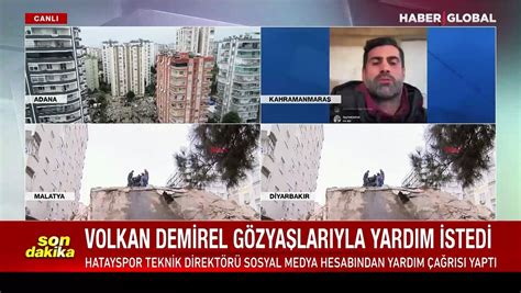 Hatayspor Teknik Direktörü Volkan Demirel gözyaşları içinde yardım