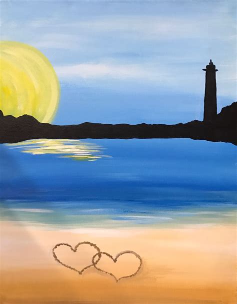 Beach Painting Love Painting Canvas Painting Beach Silhouette