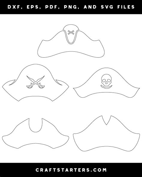 Pirate Hat Outline Patterns Dfx Eps Pdf Png And Svg Cut Files
