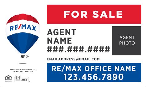 Remax Single Agent Horizontal Salelease Signs With Photo