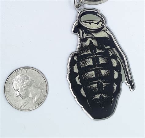 Hand Grenade Metal And Enamel Key Ring Yujean 2012 Skygrafix Etsy