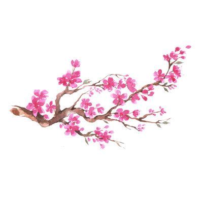 Winston Porter Branch Of Cherry Blossom Wrapped Canvas Painting