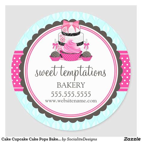 Cake Cupcake Cake Pops Bakery Packaging Classic Round Sticker Zazzle