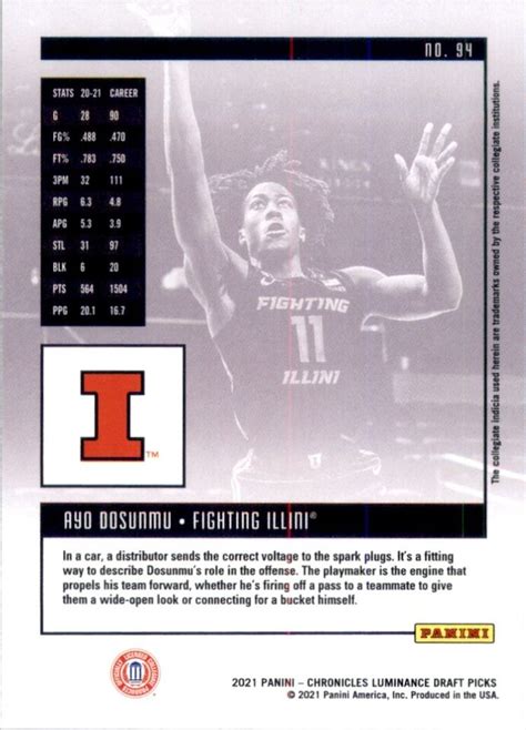 Panini Chronicles Draft Picks Ayo Dosunmu Luminance