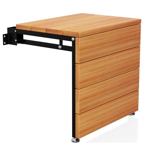 Unique America Folding Shower Seat Wall Mounted Teak Folding Shower