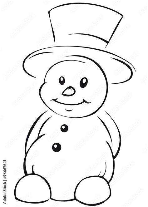 Kleiner Lustiger Schneemann Ausmalvorlage Stock Vector Adobe Stock