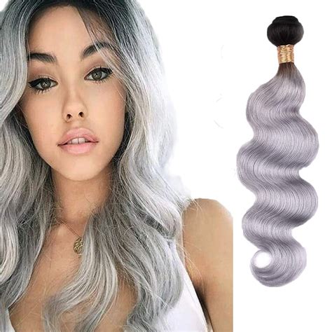 Grey Human Hair Bundles 1b Grey Ombre Bundles 8 Inch Ombre Silver Human Hair