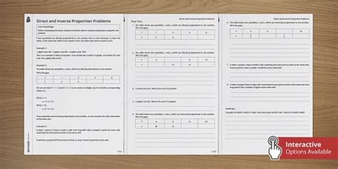 Direct And Inverse Proportion Walkthrough Worksheet