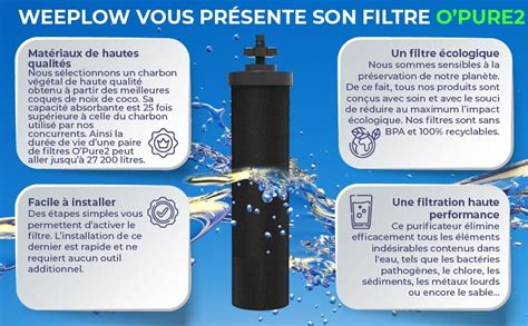 Weeplow O Pure Filtres Pour Syst Mes De Filtre Eau Par Gravit