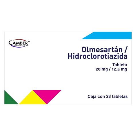 Olmesartán Hidroclorotiazida 20 mg 12 5 mg 28 tabletas Walmart