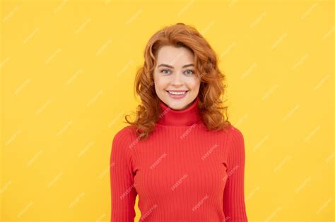 Premium Photo Portrait Of Beautiful Cheerful Redhead Girl Curly Hair