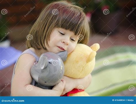 Happy Girl Hugging Toys Stock Photo Image Of Favorite 41648834