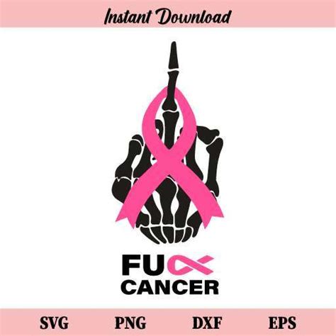 Fuck Cancer Hand Skeleton Svg Fuck Cancer Middle Finger Skeleton Svg Fuck Breast Cancer Svg