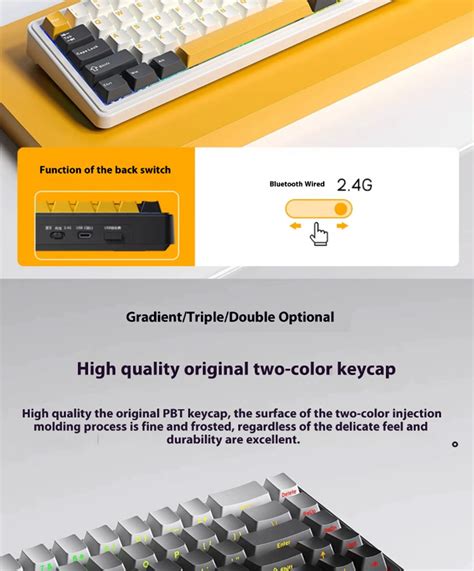 AULA F Three Mode Customized Mechanical Keyboard Full Key Hot Plug Gasket Structure RGB E