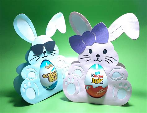 Set Rabbit Easter Egg Holder Svg Bunny Template Kinder Egg Etsy