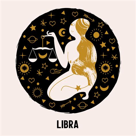 Libra A Nude Woman Is Holding A Scales Vector Illustration Vector Art At Vecteezy