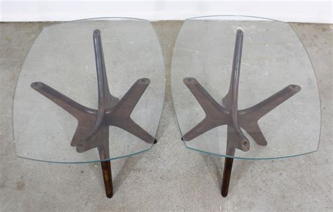 Pair Of Mid Century Modern Adrian Pearsall Jacks Glass Top End Tables For Sale At 1stdibs