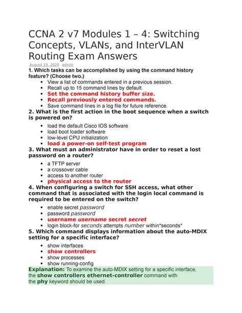 Ccna2v7 Module 1 Answers CCNA 2 V7 Modules 1 4 Switching Concepts