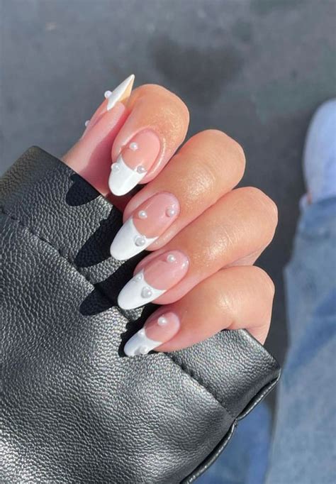 Pearl Tip Acrylic Nails