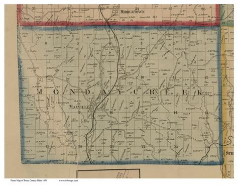 Monday Creek Ohio 1859 Old Town Map Custom Print Perry Co Old Maps