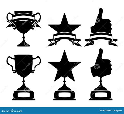 Black Trophy And Awards Icons Set Stock Vector Illustration Of Design