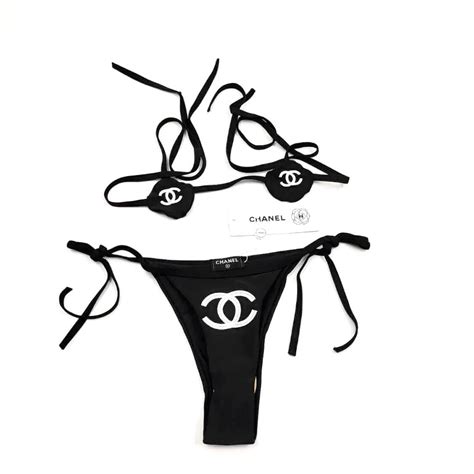 Chanel Barely There Bikini Pink Black Beach Babe Bikini
