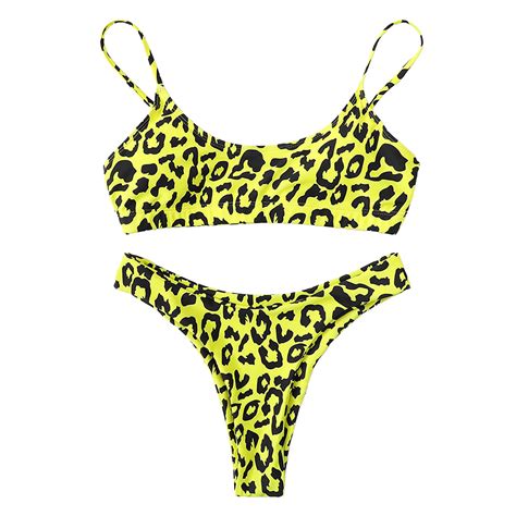 Wholesale Oem Leopard Print Sports Bra Supplier Women’s Bathing Suits Spaghetti Strap Leopard