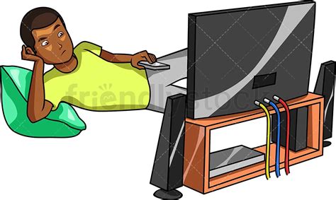 Black Man Relaxing Watching TV Cartoon Vector Clipart FriendlyStock | lupon.gov.ph