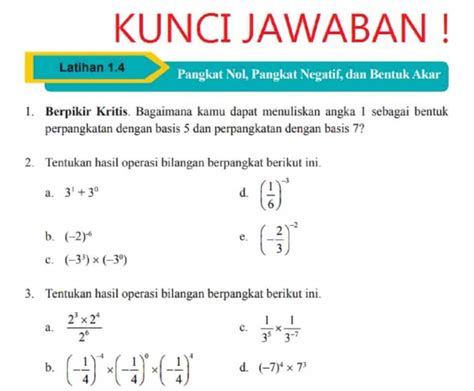 Kunci Jawaban Matematika Kelas Halaman Latihan Semester