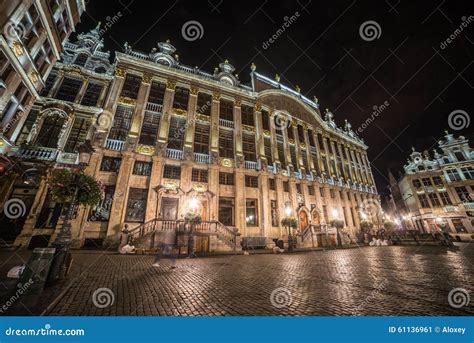 Grand Place From Brussels Belgium Night Shot Stock Image Image Of