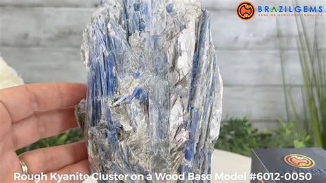 Model 6012 0050 Rough Blue Kyanite Cluster On A Wood Base By