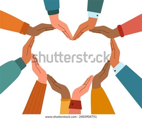 Heart Hands People Different Nationalities Concept Stock Vector