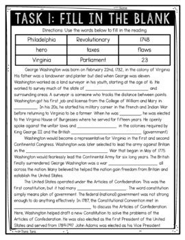 George Washington Reading Comprehension Challenge Close Reading