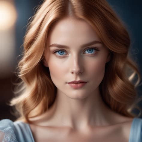 Stylish Thin Woman In Blue Eye And Reddish Blonde Hair Stable Diffusion Online