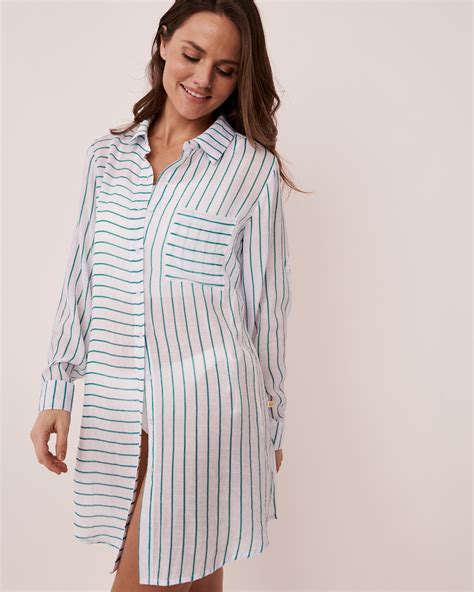 Long Button Down Tunic Stripes La Vie En Rose