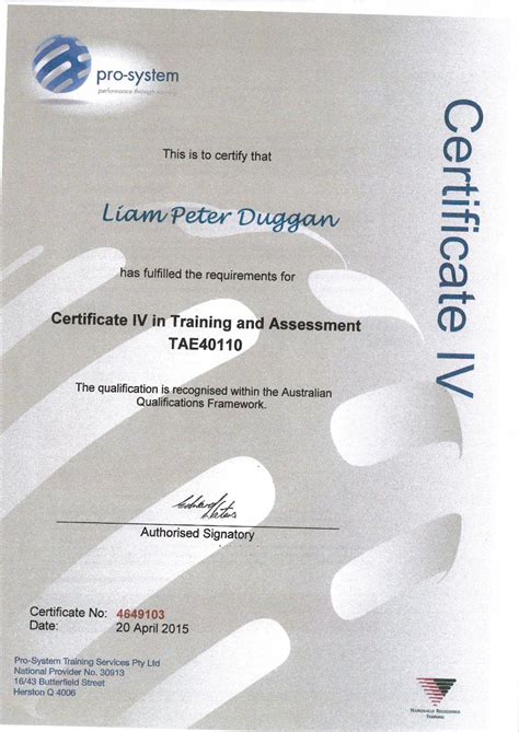 cert iv certificate dokumentips