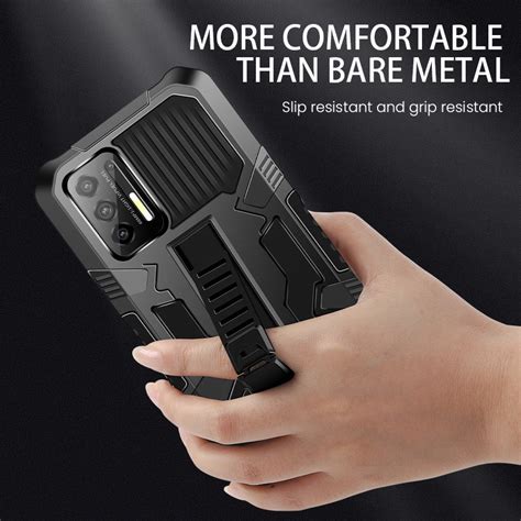 Infinix Hot 10 Play Case Armor TPU PC Hard Casing Hard Cover Stand Bracket Business Phone Case