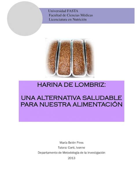 Pdf Harina De Lombriz Una Alternativa Saludable Para El Poder