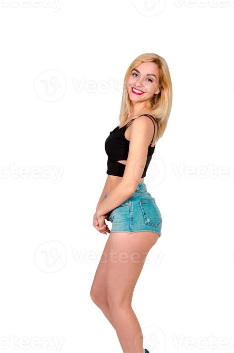 Blonde Girl Smiling On Camera In Studio 16343907 Stock Photo At Vecteezy